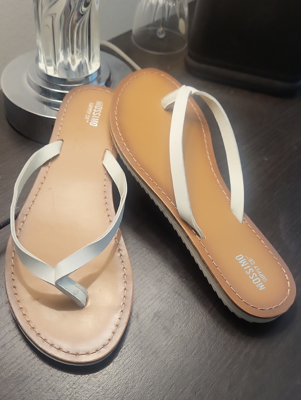 Mossimo Supply Co. White Strap Tan Footbed Flip Flop Sandals